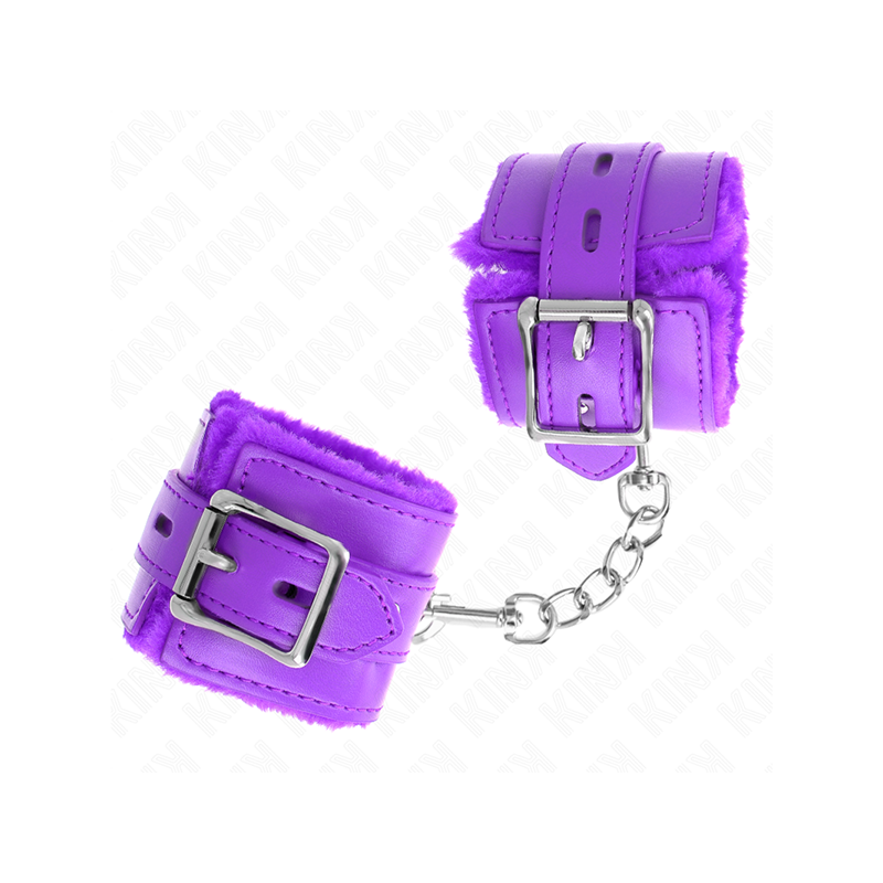 Muñequeras Forradas Con Agujeros Cuadrados Violeta Y Correa Violeta Ajustable 17-29 Cm X 6 Cm