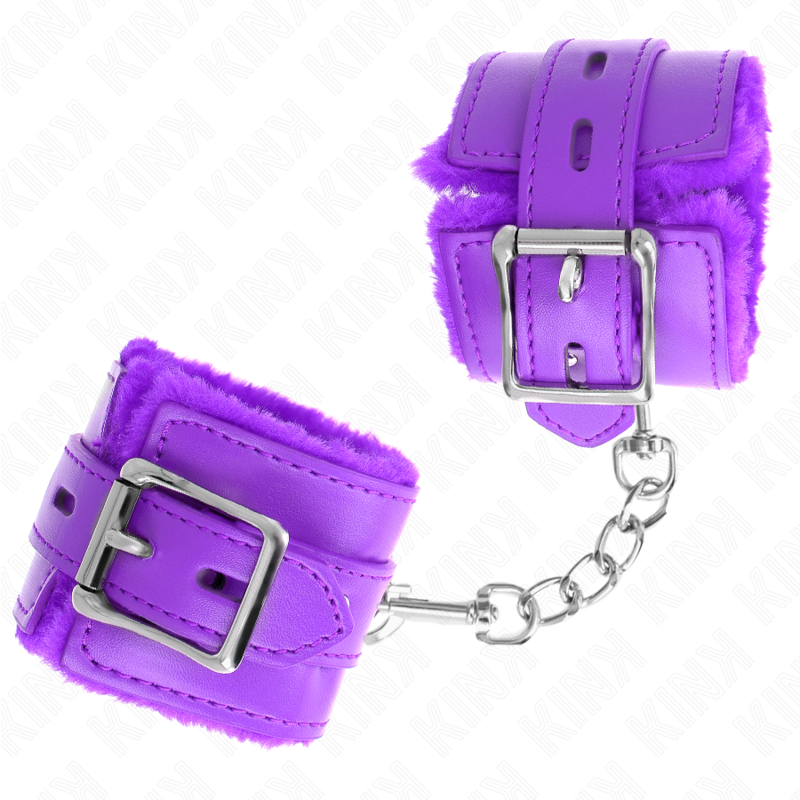 Muñequeras Forradas Con Agujeros Cuadrados Violeta Y Correa Violeta Ajustable 17-29 Cm X 6 Cm