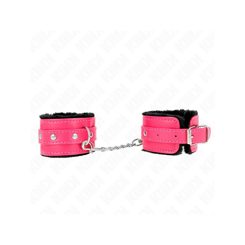 Muñequeras Forradas Premium Negro Con Correa Fucsia Ajustable 17-29 Cm X 6 Cm