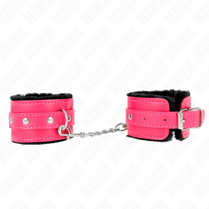 Muñequeras Forradas Premium Negro Con Correa Fucsia Ajustable 17-29 Cm X 6 Cm