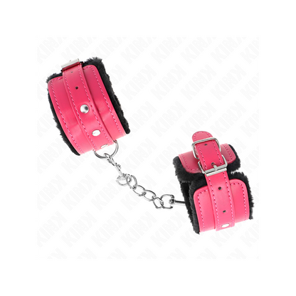 Muñequeras Forradas Premium Negro Con Correa Fucsia Ajustable 17-29 Cm X 6 Cm