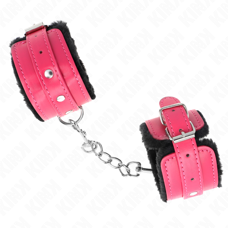Muñequeras Forradas Premium Negro Con Correa Fucsia Ajustable 17-29 Cm X 6 Cm
