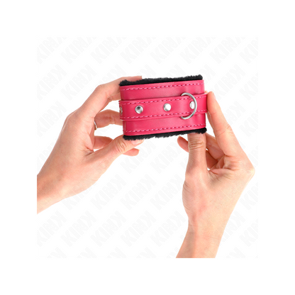 Muñequeras Forradas Premium Negro Con Correa Fucsia Ajustable 17-29 Cm X 6 Cm