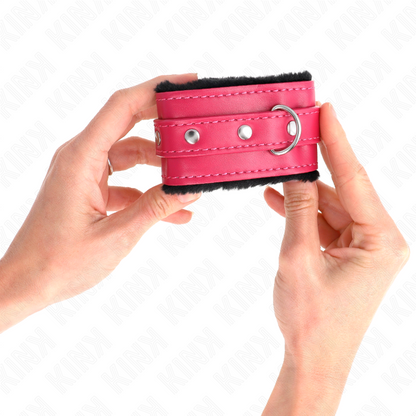 Muñequeras Forradas Premium Negro Con Correa Fucsia Ajustable 17-29 Cm X 6 Cm