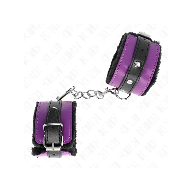 Muñequeras Forradas Premium Negro Con Correa Violeta / Negro Ajustable 17-29 Cm X 6 Cm