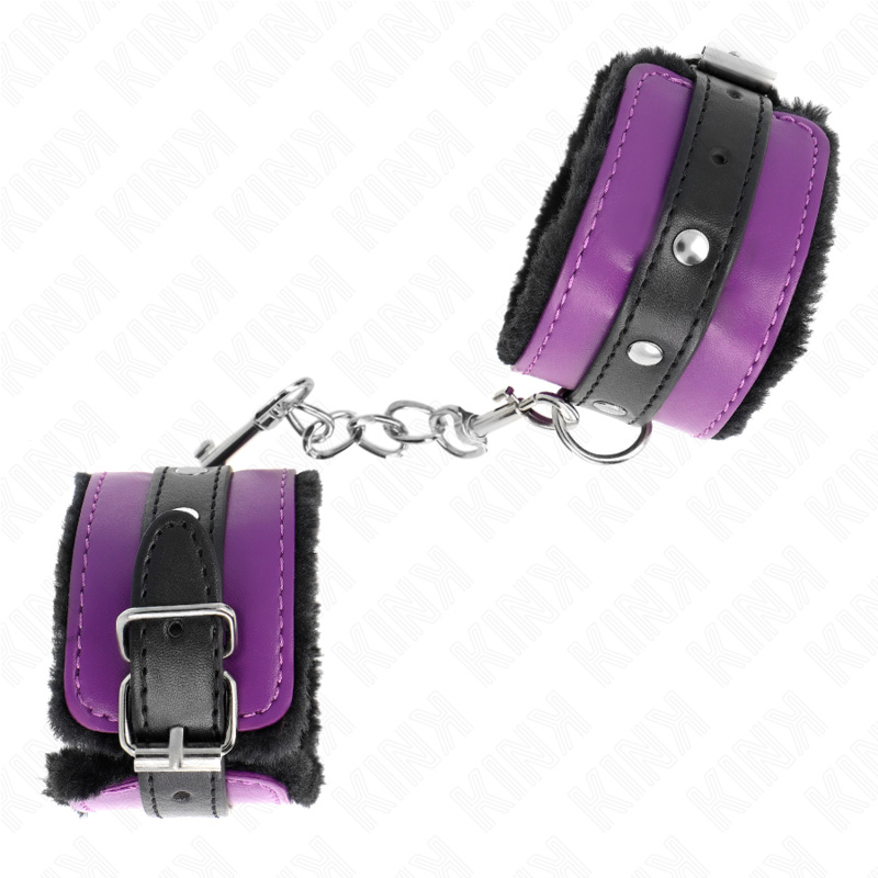 Muñequeras Forradas Premium Negro Con Correa Violeta / Negro Ajustable 17-29 Cm X 6 Cm