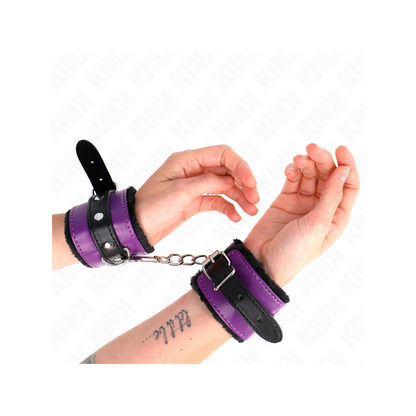 Muñequeras Forradas Premium Negro Con Correa Violeta / Negro Ajustable 17-29 Cm X 6 Cm