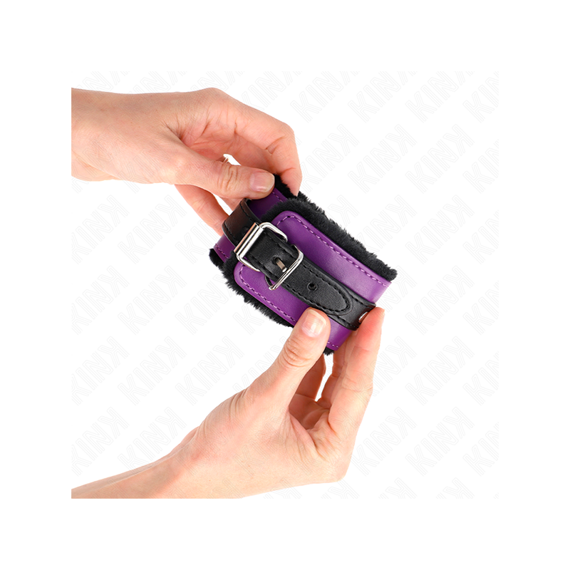 Muñequeras Forradas Premium Negro Con Correa Violeta / Negro Ajustable 17-29 Cm X 6 Cm