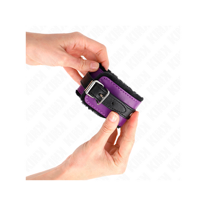 Muñequeras Forradas Premium Negro Con Correa Violeta / Negro Ajustable 17-29 Cm X 6 Cm