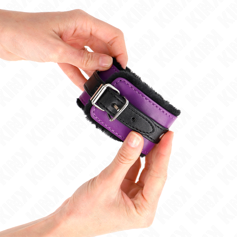 Muñequeras Forradas Premium Negro Con Correa Violeta / Negro Ajustable 17-29 Cm X 6 Cm