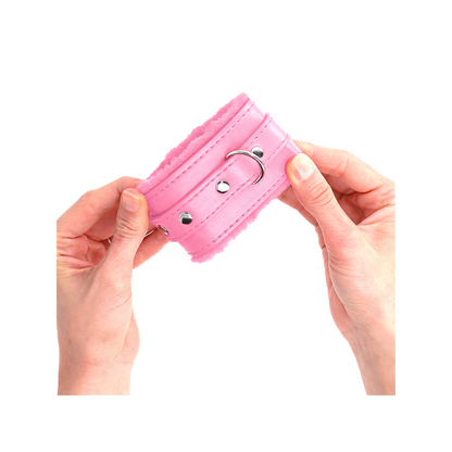 Muñequeras Forradas Premium Rosa Con Correa Rosa Ajustable 17-29 Cm X 6 Cm