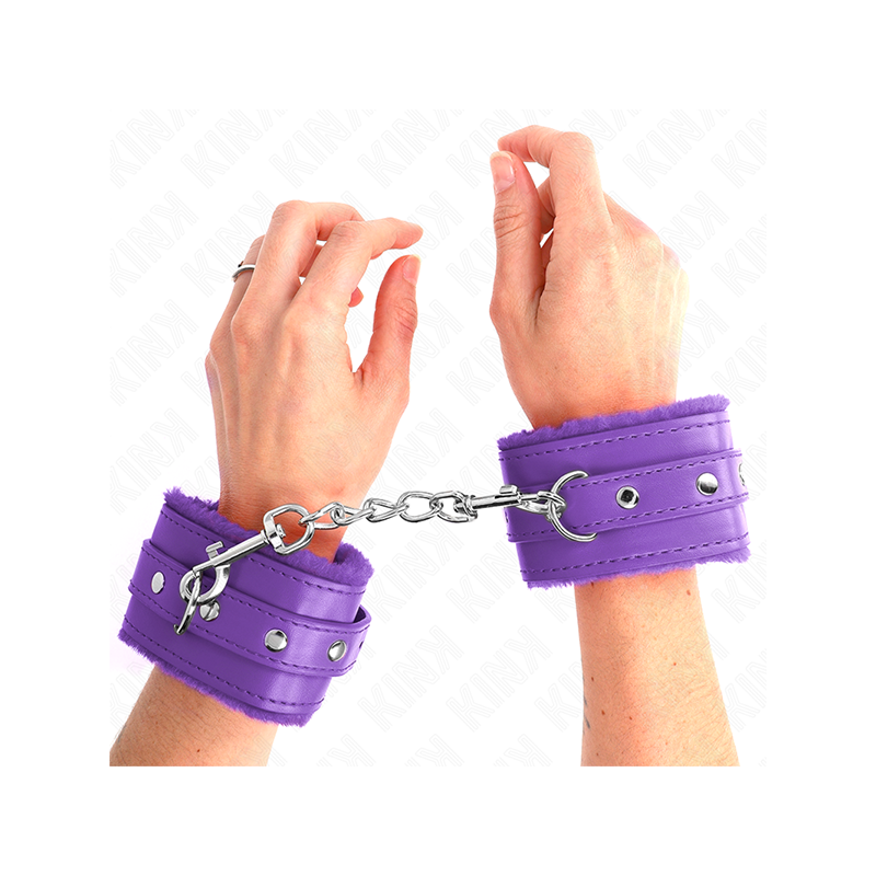 Muñequeras Forradas Premium Violeta Con Correa Violeta Ajustable 17-29 Cm X 6 Cm