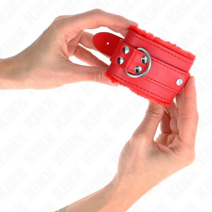 Muñequeras Forradas Rojo Con Correa Rojo Ajustable 20-29 Cm X 5.5 Cm