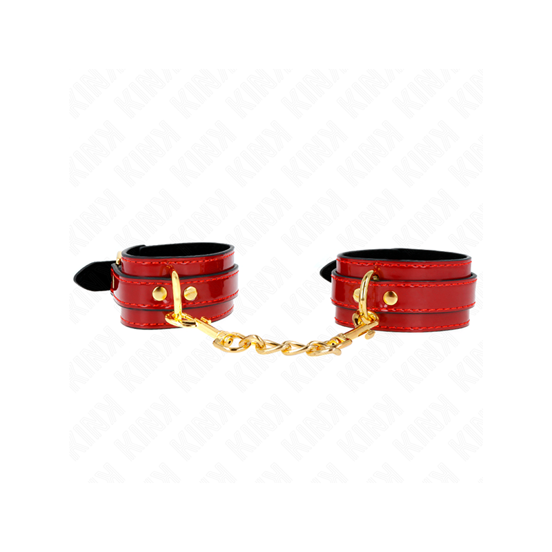 Muñequeras Joanna Angel Rojo Ajustable Con Cadena Dorado 16.5-26 Cm X 4 Cm