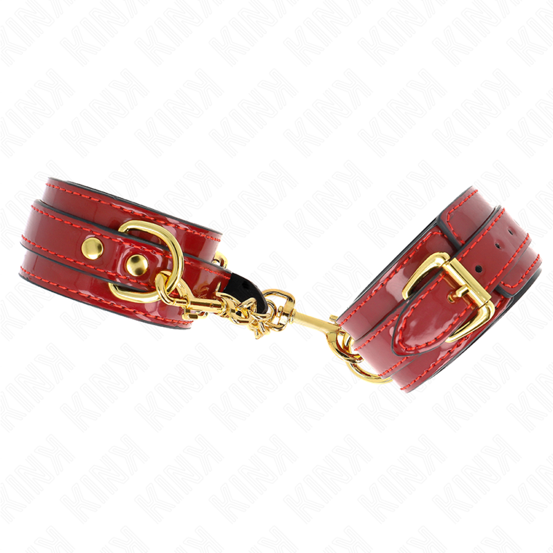 Muñequeras Joanna Angel Rojo Ajustable Con Cadena Dorado 16.5-26 Cm X 4 Cm