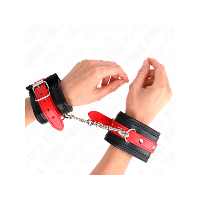 Muñequeras Negro Con Correa Rojo Ajustable 17-28 Cm X 6 Cm