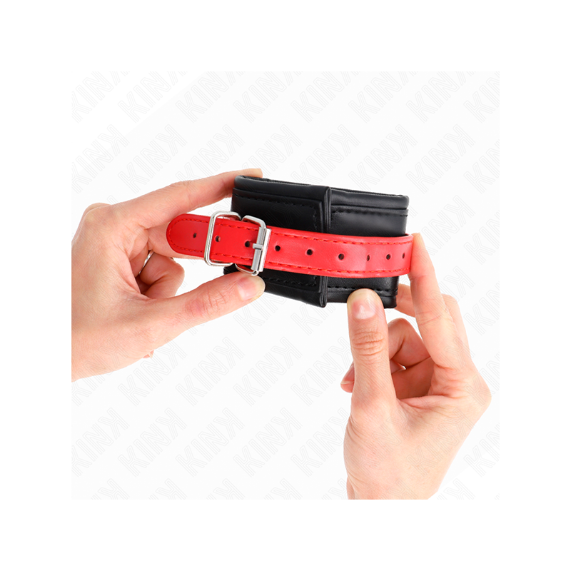 Muñequeras Negro Con Correa Rojo Ajustable 17-28 Cm X 6 Cm
