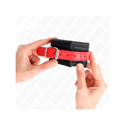 Muñequeras Negro Con Correa Rojo Ajustable 17-28 Cm X 6 Cm