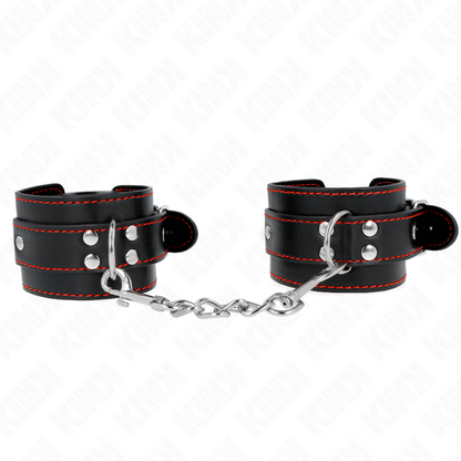 Muñequeras Negro Con Detalles En Rojo Ajustable 20-28 Cm X 5.5 Cm