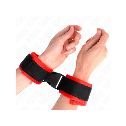 Muñequeras Nylon Rojo-Negro Modelo 1 Ajustable 25-35 Cm X 6 Cm