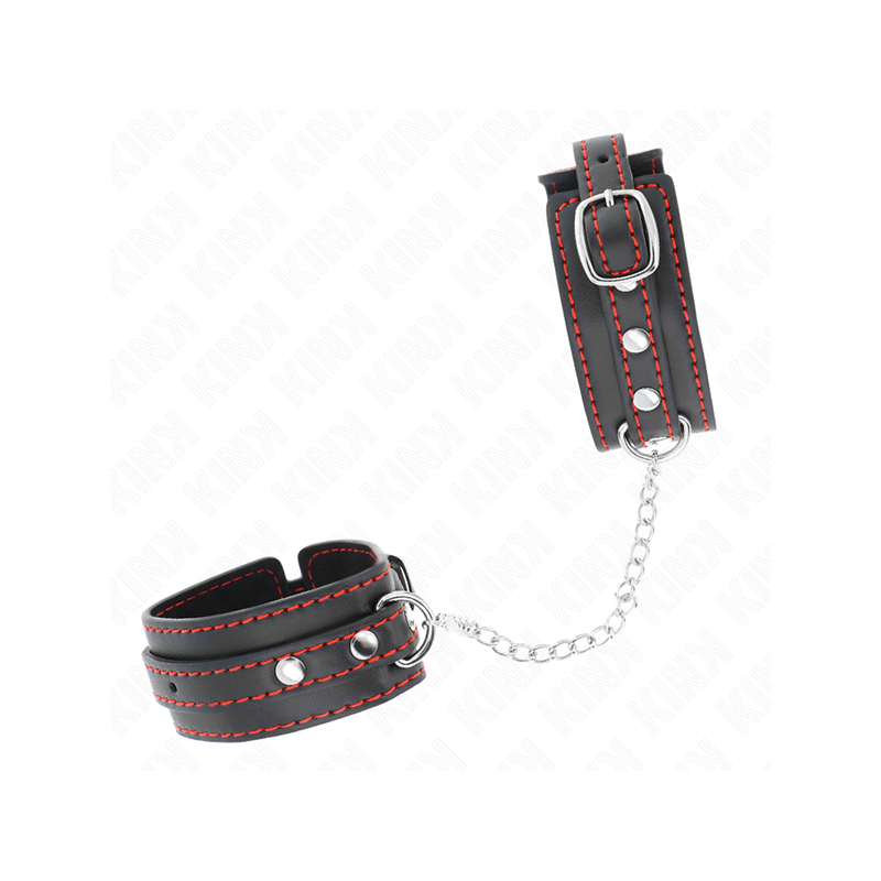 Muñequeras Pequeña Negro Con Detalles En Rojo Ajustable 14-24 Cm X 3.5 Cm