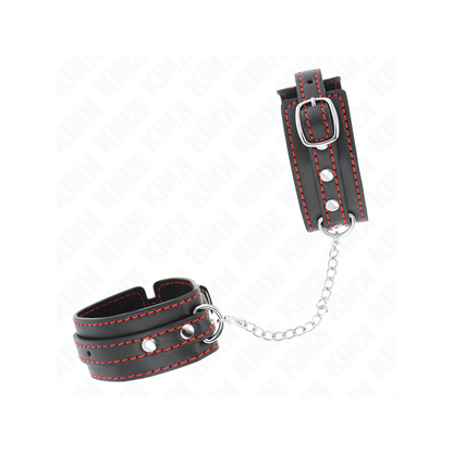 Muñequeras Pequeña Negro Con Detalles En Rojo Ajustable 14-24 Cm X 3.5 Cm