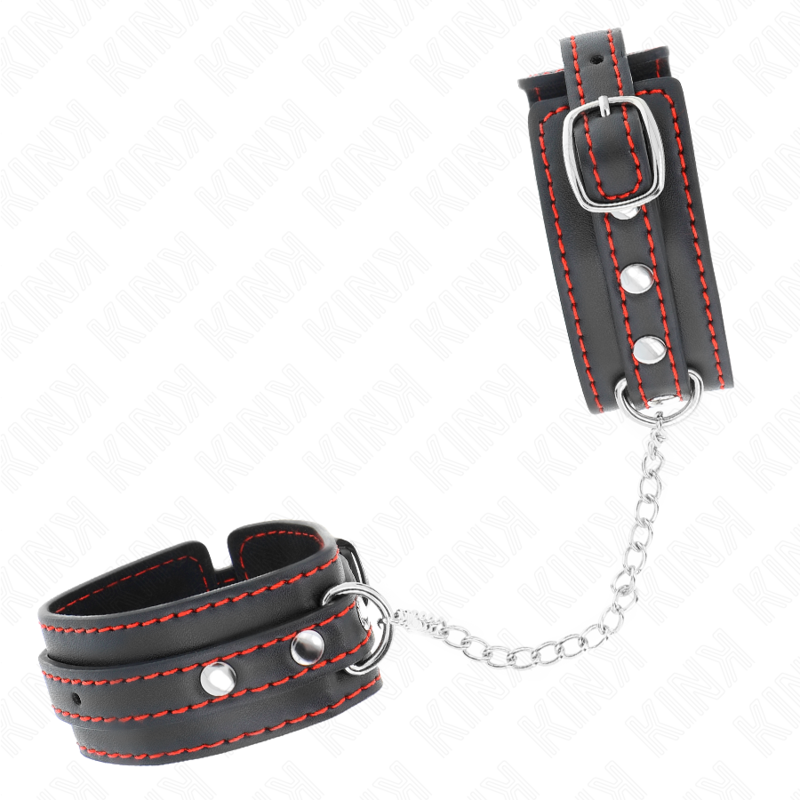 Muñequeras Pequeña Negro Con Detalles En Rojo Ajustable 14-24 Cm X 3.5 Cm