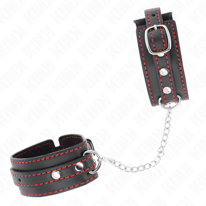 Muñequeras Pequeña Negro Con Detalles En Rojo Ajustable 14-24 Cm X 3.5 Cm