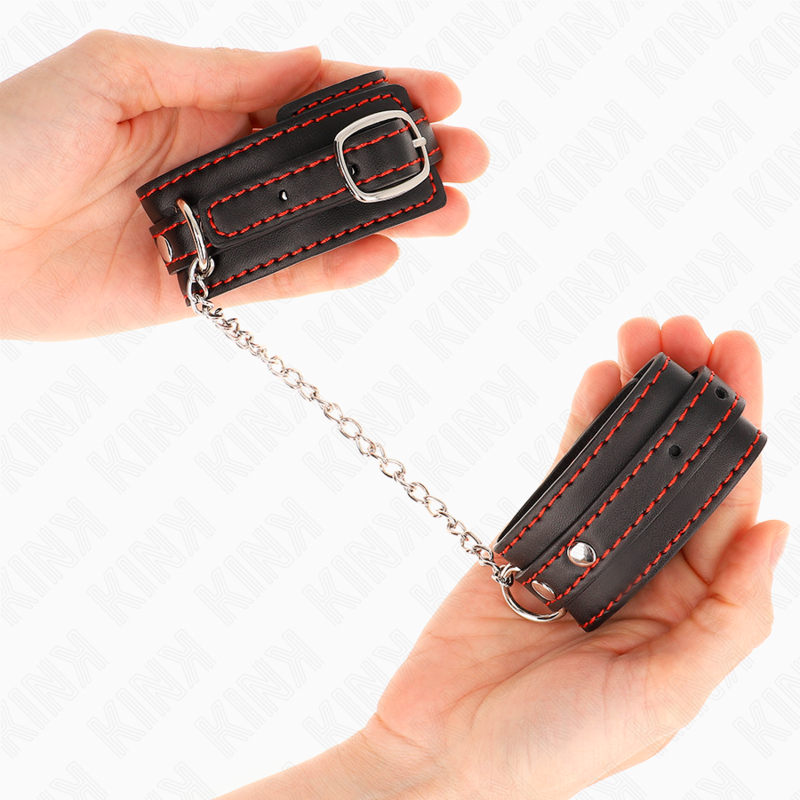 Muñequeras Pequeña Negro Con Detalles En Rojo Ajustable 14-24 Cm X 3.5 Cm