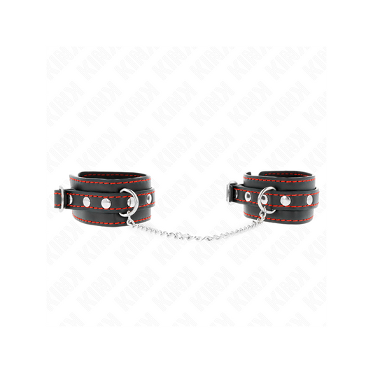 Muñequeras Pequeña Negro Con Detalles En Rojo Ajustable 14-24 Cm X 3.5 Cm