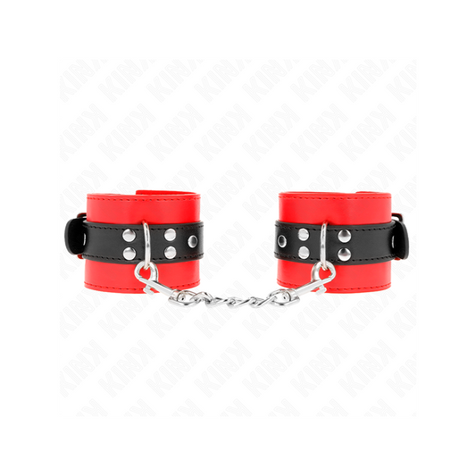 Muñequeras Rojo Con Correa Negro Ajustable 17-28 Cm X 6 Cm