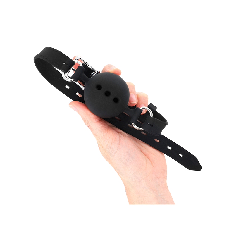 Mordaza 55 X 2 Cm De Bola 4.5 Cm De Silicona Completa Talla M Negro Ajustable 35-51 Cm