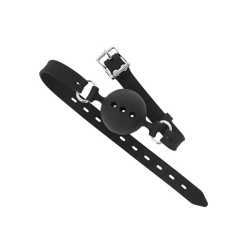 Mordaza 55 X 2 Cm De Bola 4.5 Cm De Silicona Completa Talla M Negro Ajustable 35-51 Cm