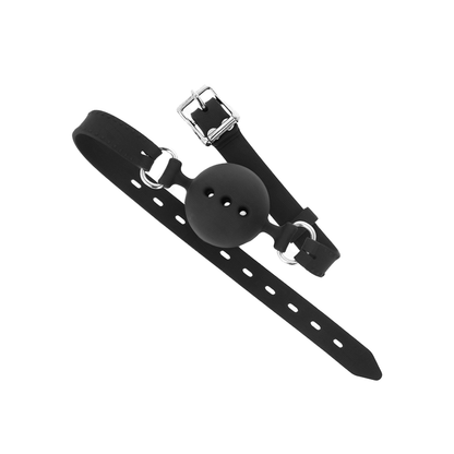 Mordaza 55 X 2 Cm De Bola 4.5 Cm De Silicona Completa Talla M Negro Ajustable 35-51 Cm