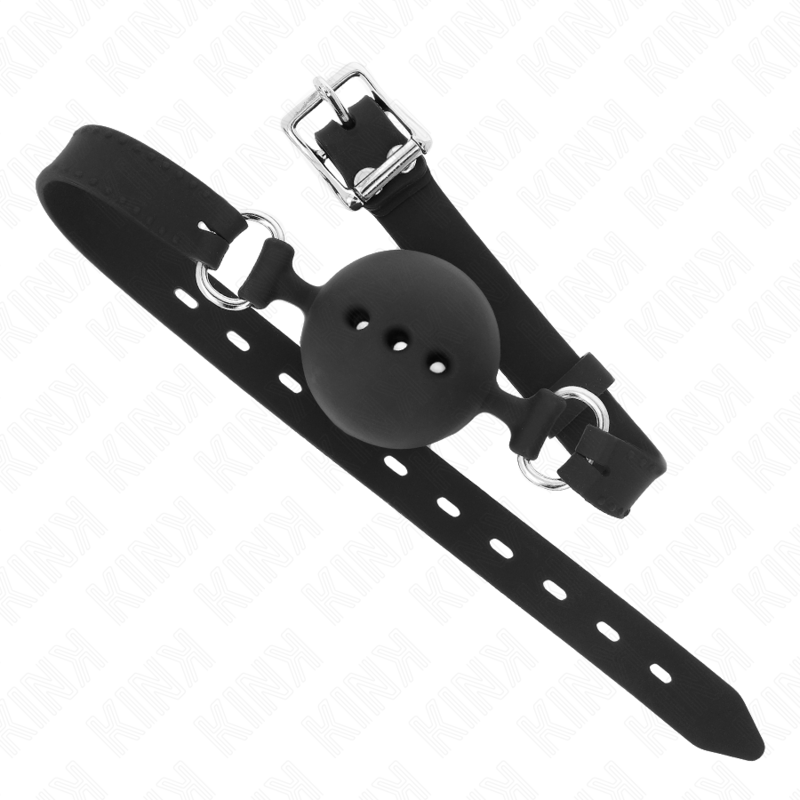 Mordaza 55 X 2 Cm De Bola 4.5 Cm De Silicona Completa Talla M Negro Ajustable 35-51 Cm