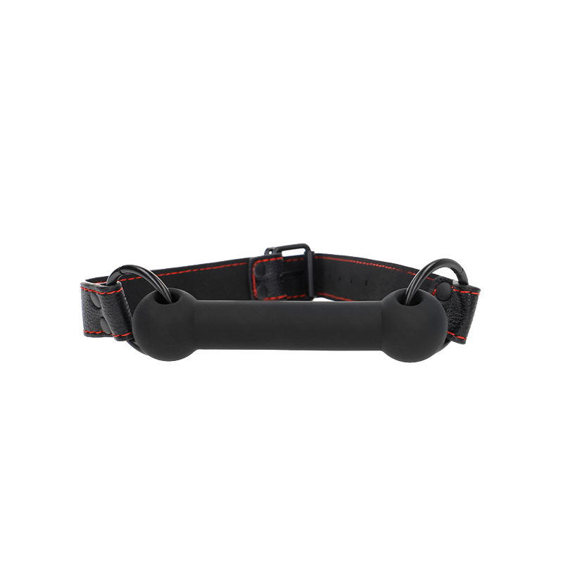 Mordaza Forma De Hueso Con Correa Polipiel Negro Ajustable 41-57 Cm