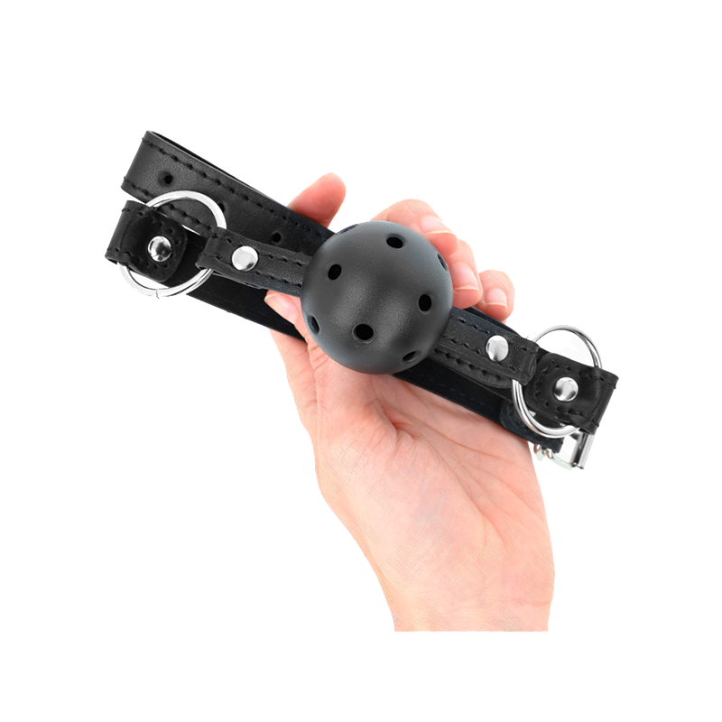 Mordaza De Bola 4.5 Cm Negra Dura Hueca Modelo 1 63.5 X 2 Cm