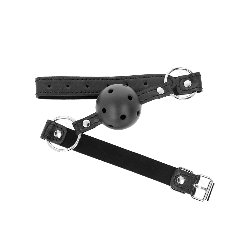 Mordaza De Bola 4.5 Cm Negra Dura Hueca Modelo 1 63.5 X 2 Cm