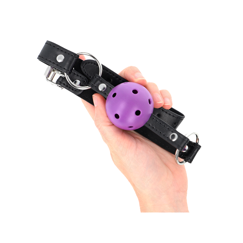 Mordaza De Bola 4.5 Cm Morado Dura Hueca 63.5 X 2 Cm