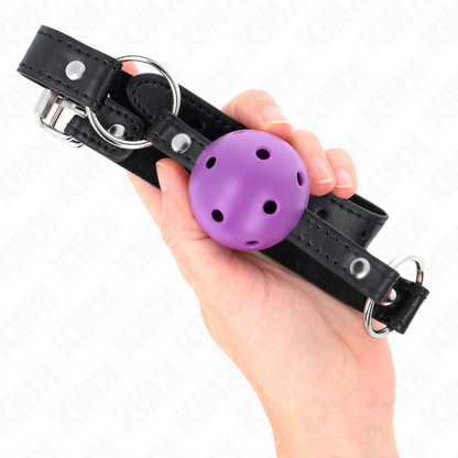 Mordaza De Bola 4.5 Cm Morado Dura Hueca 63.5 X 2 Cm