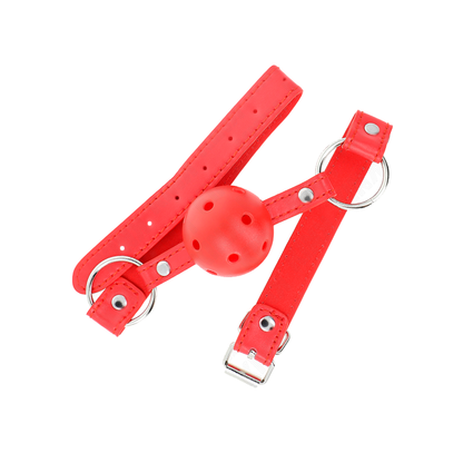 Mordaza De Bola 4 Cm Transpirable Con Doble Remache Modelo 1 Rojo 62 X 2.5 Cm Ajustable 42-58 Cm