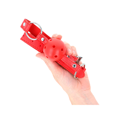 Mordaza De Bola 4 Cm Transpirable Con Doble Remache Modelo 1 Rojo 62 X 2.5 Cm Ajustable 42-58 Cm