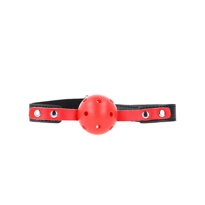 Mordaza De Bola 4 Cm Dura Hueca Rojo Correa Negra 60 X 2 Cm Ajustable 37-52 Cm