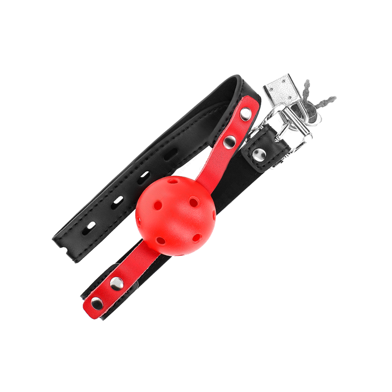 Mordaza De Bola 4 Cm Dura Hueca Rojo Correa Negra 60 X 2 Cm Ajustable 37-52 Cm