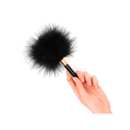 Plumas Para Cosquillas Metal Dorado Negra 18 Cm
