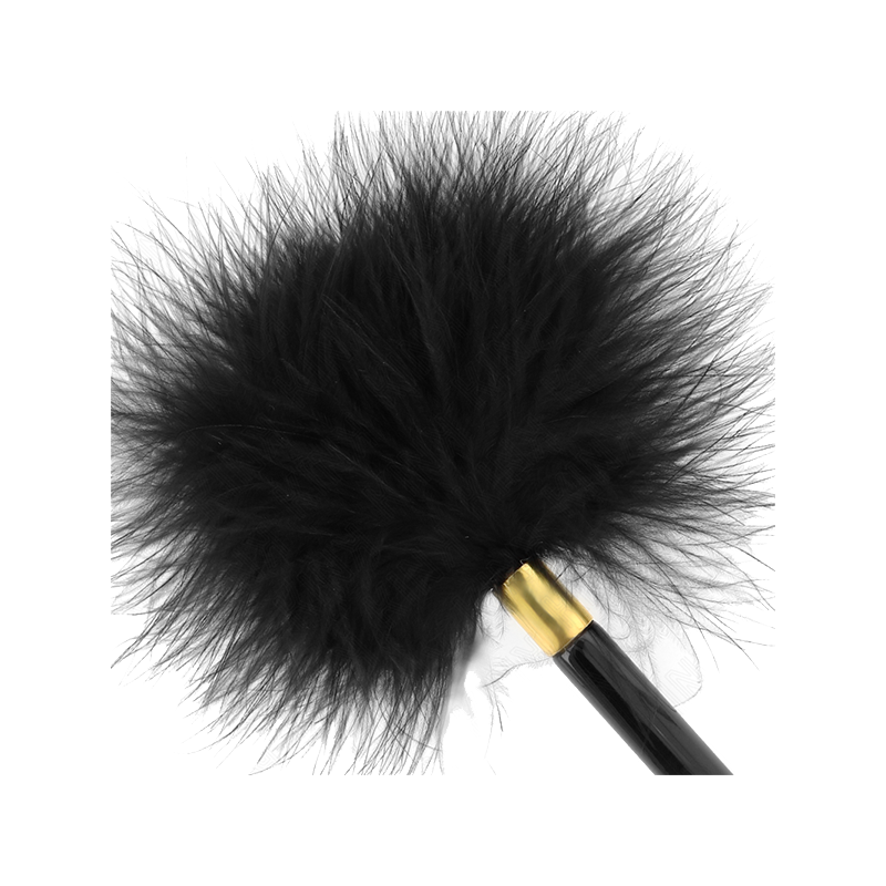 Plumas Para Cosquillas Metal Dorado Negra 18 Cm