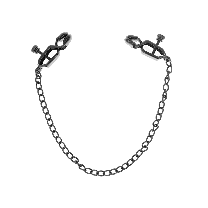 Pinzas Para Pezones Planas Negro Con Cadena Negro 30 Cm