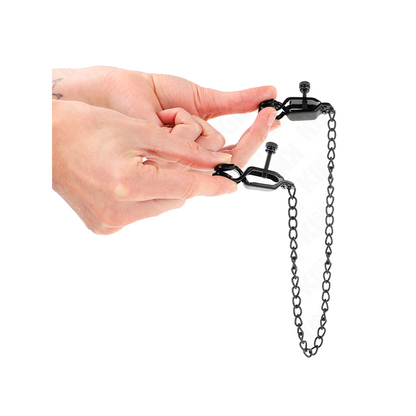 Pinzas Para Pezones Planas Negro Con Cadena Negro 30 Cm