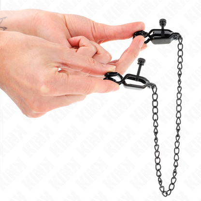 Pinzas Para Pezones Planas Negro Con Cadena Negro 30 Cm