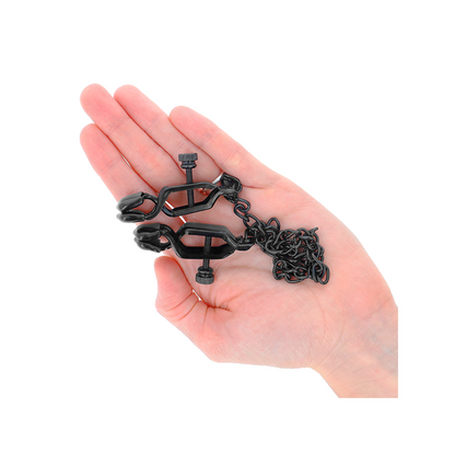 Pinzas Para Pezones Planas Negro Con Cadena Negro 30 Cm